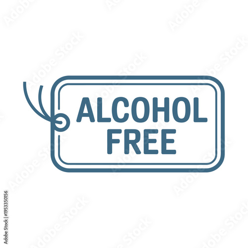 A simple blue tag displaying the words alcohol free in bold lettering
