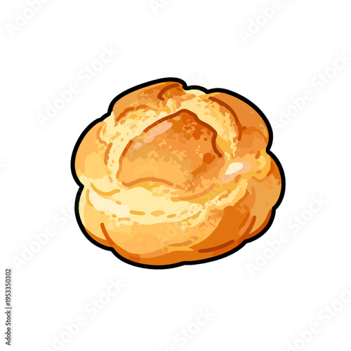 [Vector EPS]A delicious and fluffy cream puff with golden crust