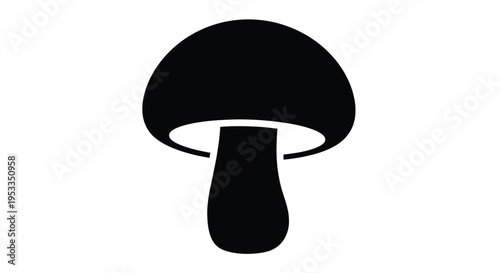 Simple black mushroom illustration with a solid form silhouette