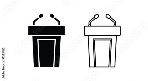 Two podiums one filled and one outlined in a minimalist style silhouetteSS