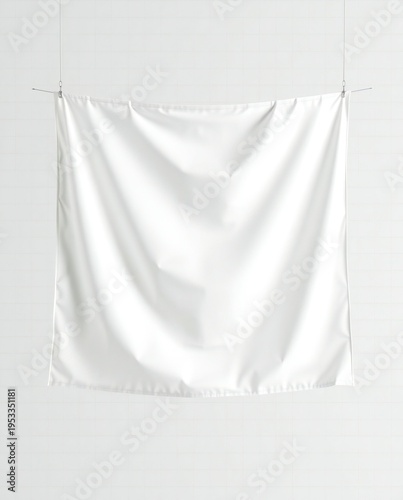A white sheet hanging on a clothesline