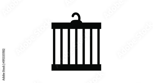 Simple black birdcage icon with a handle a minimalist silhouette