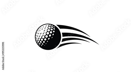 A fast moving golf ball with dynamic motion trails a striking silhouette