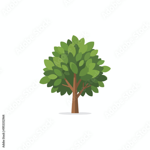 A simplified illustration of a lush green tree with a brown trunk and canopy