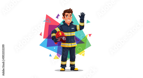 Firefighter in protective uniform gear.