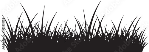 Black Grass Silhouette Vector Illustration