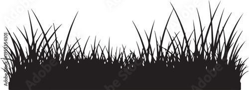 Black Grass Silhouette Vector Illustration