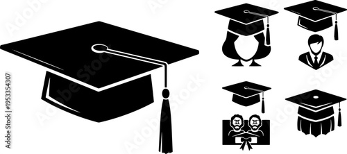 Graduation Cap and Various Academic Icons.