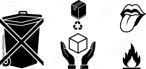 Recycling Symbols and Icons Set.