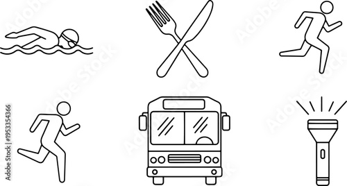 Icons Representing Various Activities and Objects.