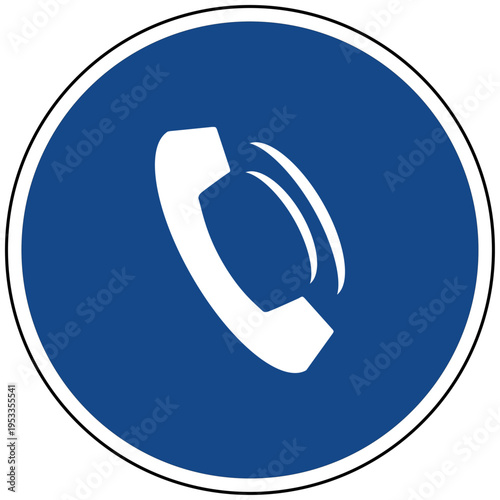 Telefon Symbol blaues Schild Vektor Illustration Icon für Erreichbarkeit Kundenservice Support Hotline Kontakt Kommunikation Telefonat Festnetz Handy Rufnummer Gespräch