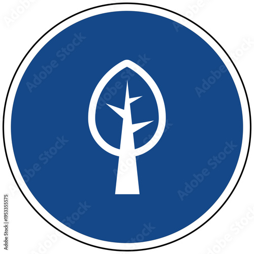 Baum Symbol blaues Schild Vektor Illustration Icon für Natur Umweltschutz Ökologie Nachhaltigkeit Wald Forstwirtschaft Klimaschutz Pflanze