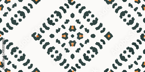 Abstract leopard print pattern with geometric diamond shapes and organic spots