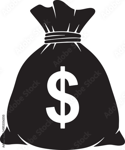 Black money bag with dollar sign