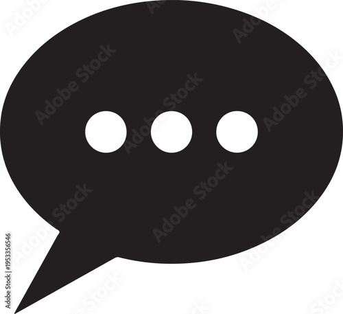 Black speech bubble with three white dots chat