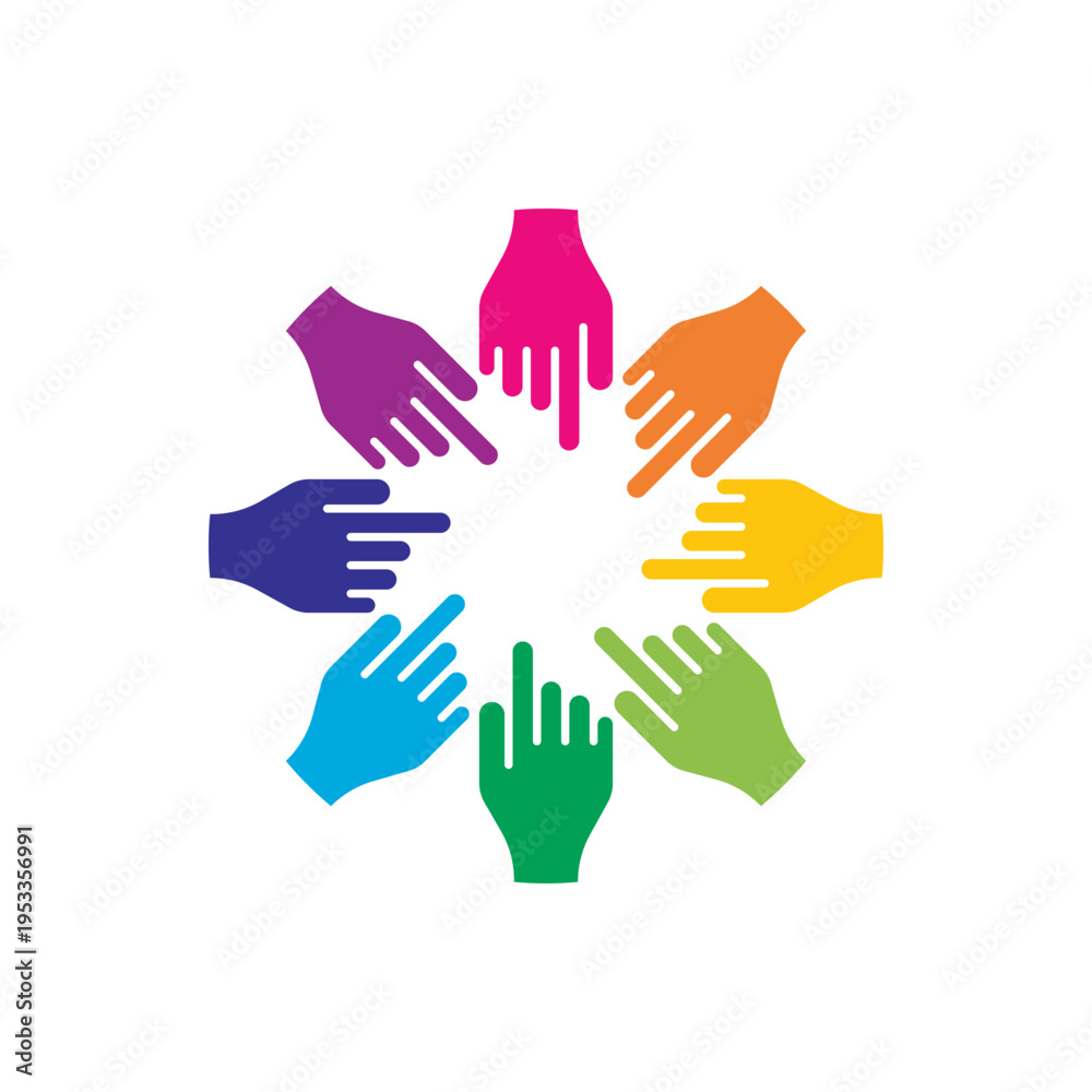 Fototapeta premium Colorful Hands Pointing Inward Graphic