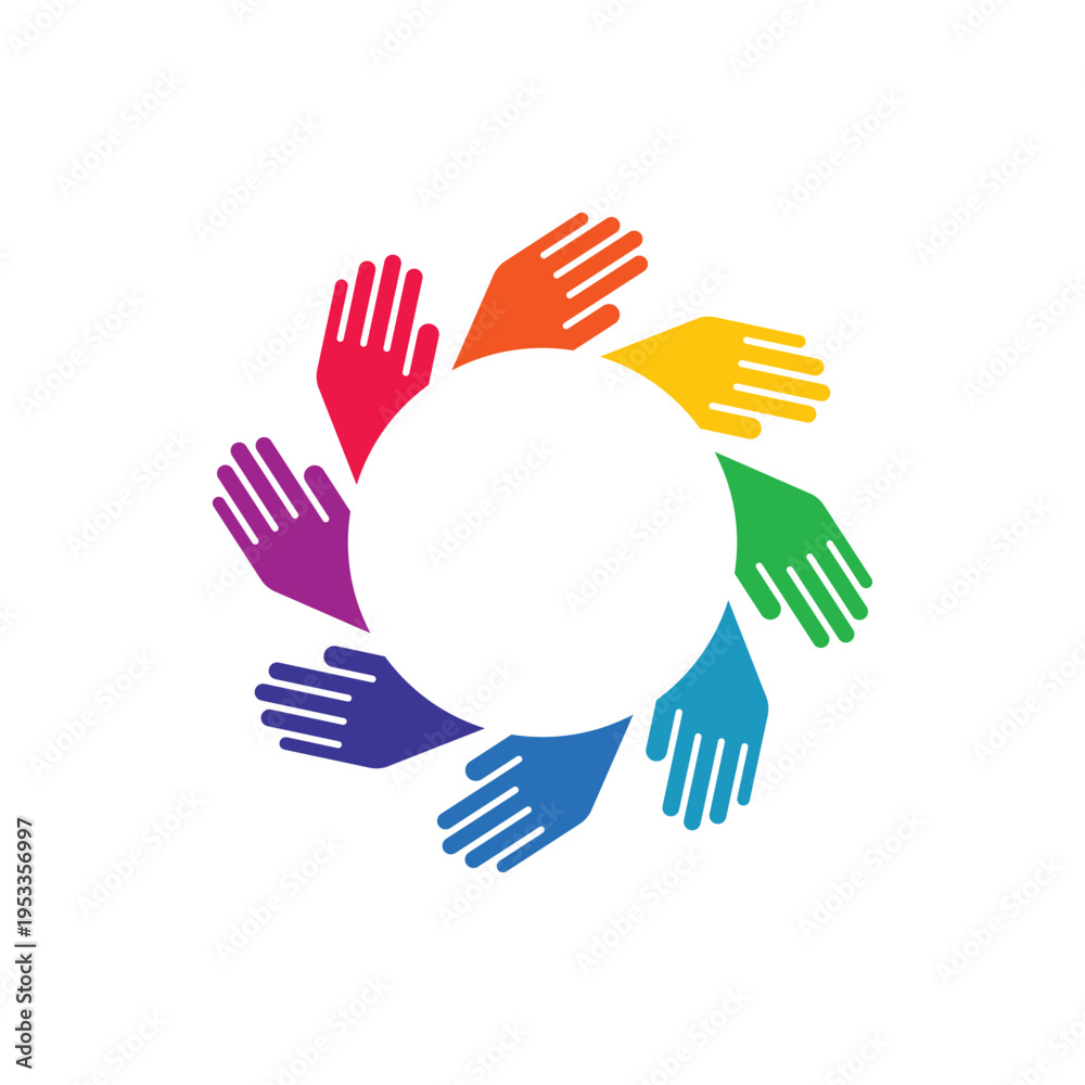 Obraz premium Diverse Hands Forming Circle of Unity
