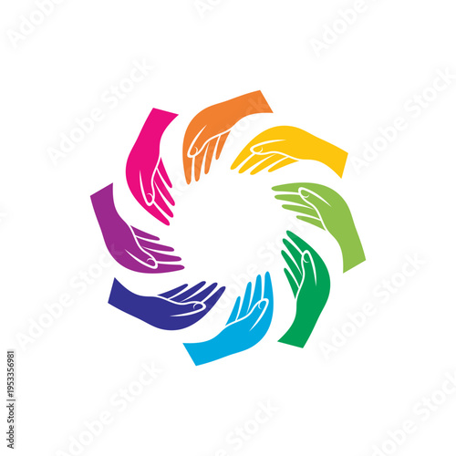 Colorful Hands Forming a Circle