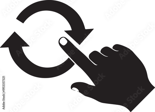 Hand with circular arrows finger refresh
