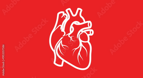 Stylized white heart illustration on red background suitable for graphic design and branding projects.