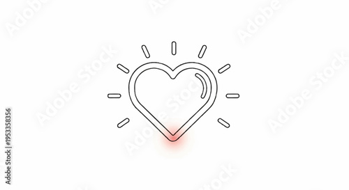 Glowing heart symbol with radiant lines love and passion concept emotive illustration