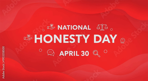National honesty day banner with white text on red background april 30th celebration