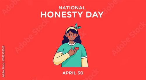 Woman taking an oath on national honesty day april 30 with hand on heart and honest pledge