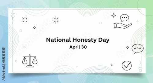 National honesty day april 30th celebration symbol with honesty icons on white card