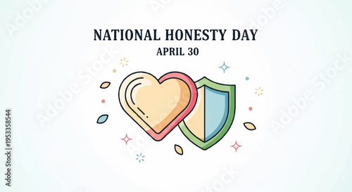 National honesty day symbol with heart and shield on white background april 30th awareness icon