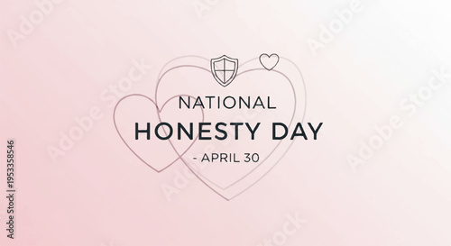 National honesty day illustration with heart design and shield on pink background