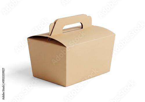 Cardboard takeaway food box with handle with lunch box
