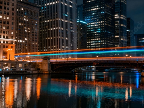 Wallpaper Mural Night cityscape with bridge and water reflections Torontodigital.ca