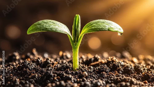 Young plant sprouting from soil