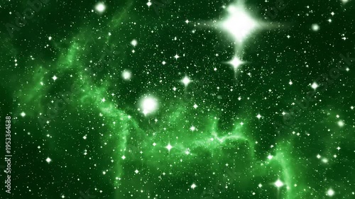 Green space nebula with stars
