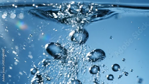 Bubbles in blue water