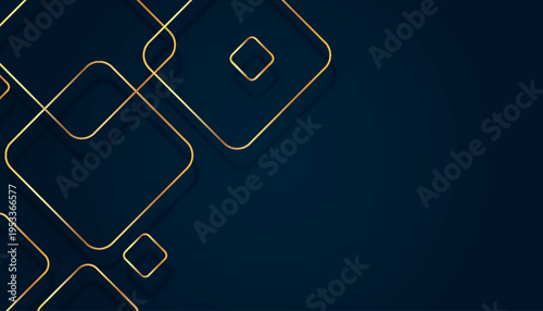 Dark blue gradient background with luxurious gold geometric line decoration. Premium minimalist and modern design. Elegant creative design concept. EPS. 3