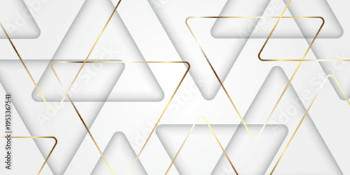 White abstract background with hollow effect and luxurious golden triangle line decoration. Modern and elegant vector design for cover, banner, brochure, certificate. VOL. 3