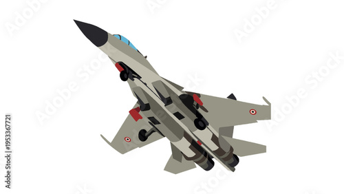 Underside View of Military Fighter Jet Flying