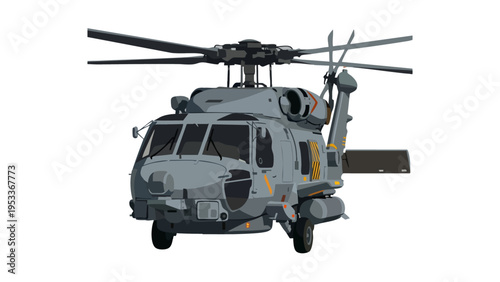 Military Transport Helicopter with Rotating Blades