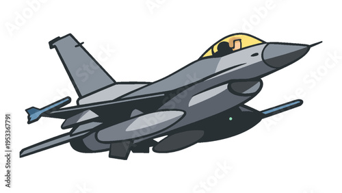 Grey Fighter Jet Aircraft Vector Illustration