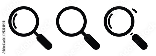 Set of search icon. Magnifying glass icon, vector magnifier or loupe sign. vector illustration.