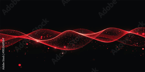 Dynamic abstract red wave pattern featuring glowing light effects and fire flame lines over a dark black backdrop with motion energy and fractal smoke art illustration