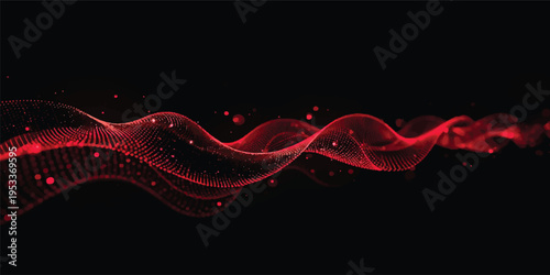 Abstract red wave design featuring dynamic glowing lines and fractal motion on a dark backdrop creates a fiery energy pattern for an artistic wallpaper illustration