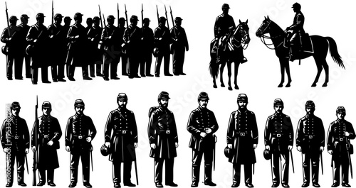 Civil war soldier troop silhouette vector