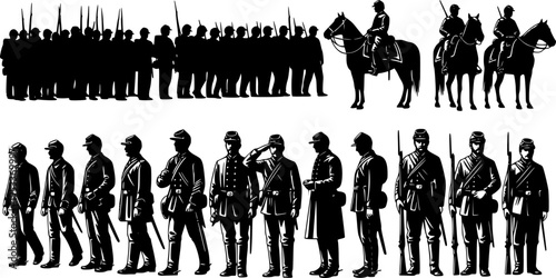 Civil war soldier troop silhouette vector
