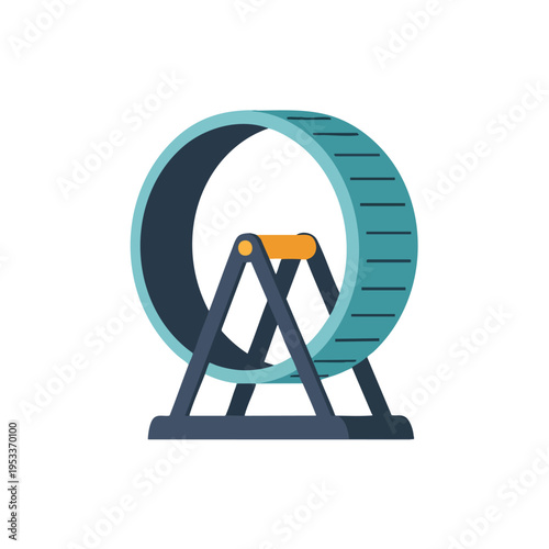 A teal and dark blue exercise wheel with orange accents on a dark blue base