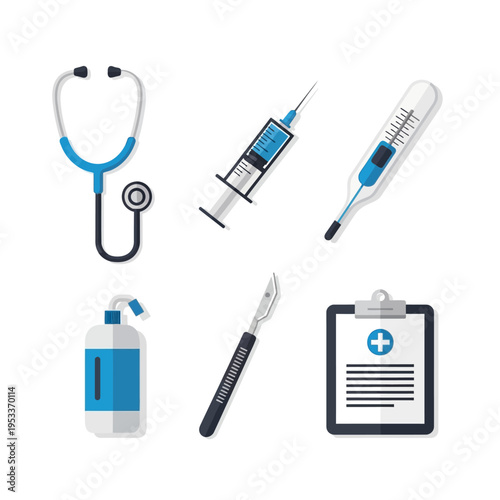 Collection of Medical Instruments and Supplies for Healthcare.