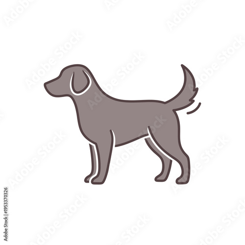 Simple Line Art Illustration of a Standing Dog.