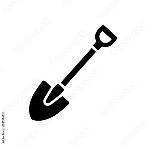 Construction shovel tool symbol for excavation and labor tasks Vector illustration