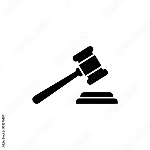 Justice hammer icon representing law court authority and legal decision concept Vector illustration